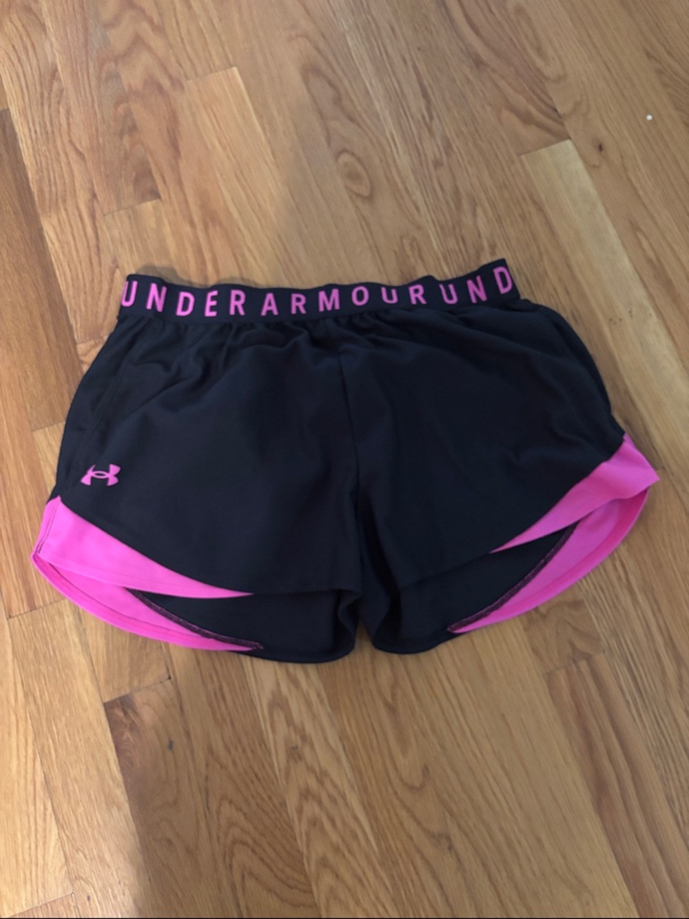 Under Armour Black and Pink Women's Athletic Shorts